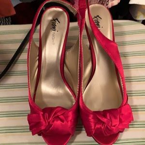 Red satin shoes